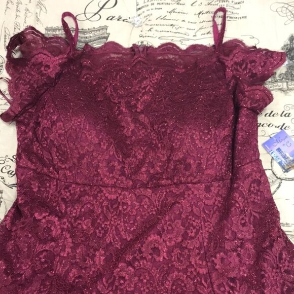 Morgan & Company Trendy  Lace Fit & Flare DRESS - Picture 3 of 7